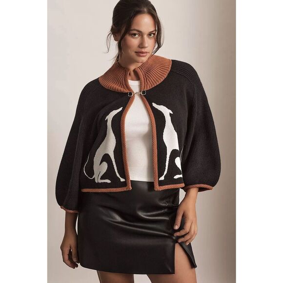 Maeve Cape Cardigan Sweater Greyhound Anthropologie Whippet Equestrian Dog XXSP - Picture 6 of 9